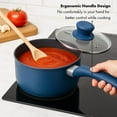 thumbnail image 6 of Prime Cuisine 2 Qt Blue Non-Stick Saucepan with Lid – Induction Cookware, Soft-Touch Handle, Even-Heat Base, Small Pot for Sauce, Soup, Boiling, and Simmering, 6 of 8