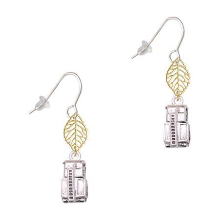Delight Jewelry Silvertone 3-D Fire Engine – Goldtone Leaf French Earrings