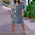 thumbnail image 2 of asddcavvf Robes pour Femmes Grande Taille Imprimé Floral Col en V Confortable Robe Ample Courte Sle, 2 of 6
