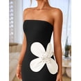 thumbnail image 3 of Vestido largo bodycon sin tirantes ZESICA floral negro L, 3 of 8