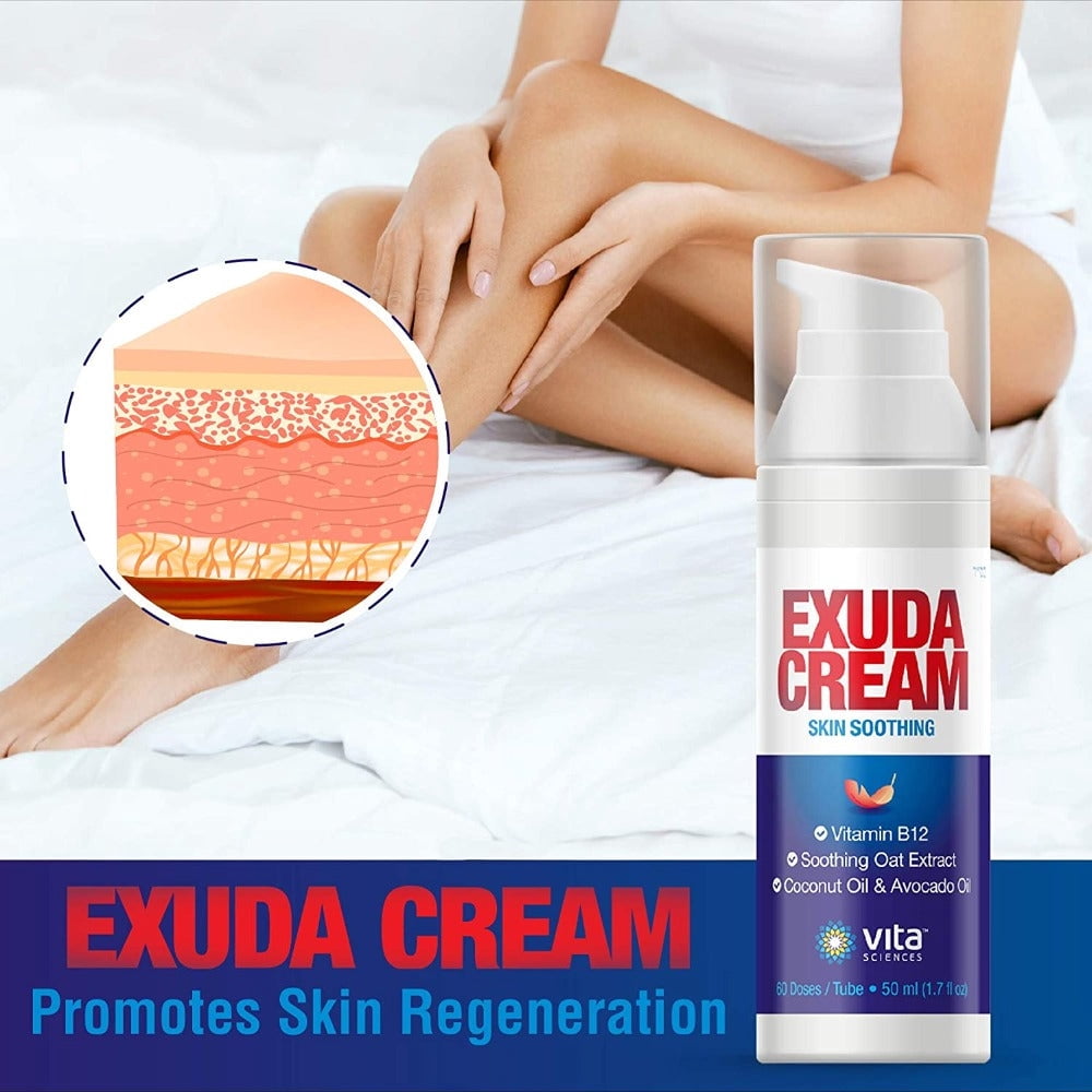 Vita Sciences Exuda, Moisturizing Cream to Support Dry, Sensitive, Eczema-Prone Skin, Unscented, 1.7 oz