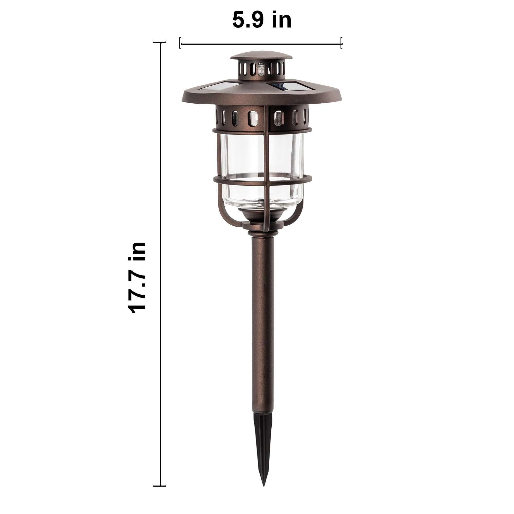 FKHouse Outdoor Solar Bronze Path Lights Outdoor, Solar Powered Integrated LED Pathway Light, 6 Pack
