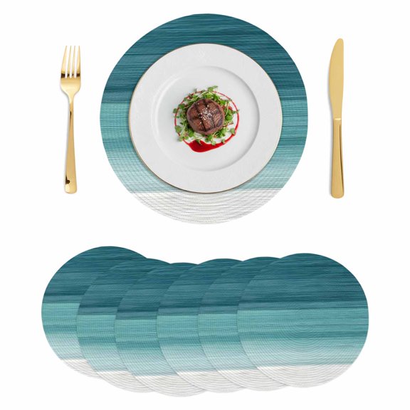 Round Placemats Turquoise 15 inch Set of 6 Table Mats for Dining Table Gradient Abstract Heat Resistant Non-Slip Kitchen & Home Decorative Place Mat Set
