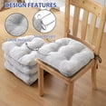 thumbnail image 4 of Chair Cushions for Dining Chairs Set of 4, Kitchen Chair Cushions, Chair Pads with Ties and Non Slip Backing, Tufted Memory Foam Seat Cushion 4 Pack, 15.5" x 15.5" x 4", Light Gray, 4 of 14