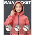 thumbnail image 3 of SOLOCOTE Girls Light Raincoat Kids Waterproof Long Rain Jacket Hooded Spring Fall Lined Windbreaker, 3 of 8