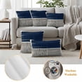 thumbnail image 5 of Pack of 2 Navy Blue Striped Outdoor Pillow Covers Decorative, Waterproof Pillow Protector, Farmhouse Stripes Modern Abstract Art Throw Pillowcases Accent Cushion Cases for Patio Couch Sofa 20"x20", 5 of 8