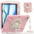 thumbnail image 7 of XYX Case for iPad Air 13 (2025)/iPad Air 13 (2024)/iPad Pro 12.9 inch (2022/2021/2020/2018) with 360 Degree Rotating, Hand Strap, Shoulder Strap, Cherry Pink, 7 of 7