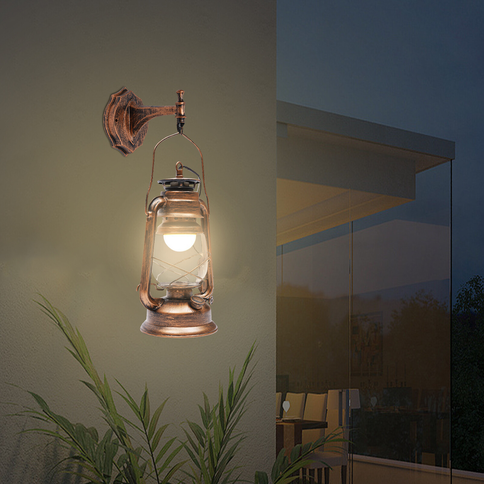 Outdoor Vintage Antique Rustic Lantern Lamp Retro Wall Sconce Light Fixture E27 for Shop Entrance, Park