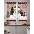 thumbnail image 4 of Christmas Snowman Sheer Curtains 63 Inch Long 2 Panels, Xmas Tree Snowflake Wood Grain Light Filtering Rod Pocket Semi Sheer Curtains, Sheer Voile Drapes for Living Room Bedroom, 52"x63", 4 of 5