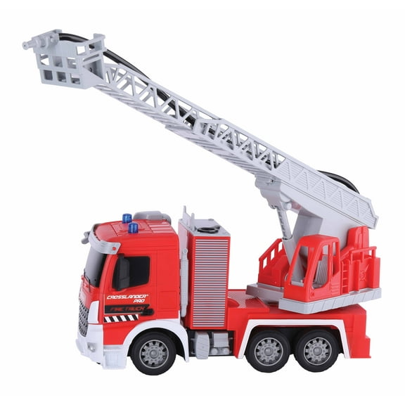 LEXiBOOK Crosslander® pro, RC Fire Truck, Remote Controlled fire Truck, Light Effects, Water Spray, Electronic Rotating Ladder, Rechargeable, RCP20