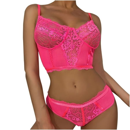 

Fatuov Womens Lingerie Sets Sexy Underwear Pajamas Lace Perspective Backless Underwear Two Piece Set On Clearance