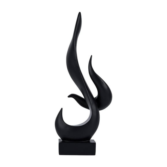 Estatua de fuego, escultura abstracta, adorno de escritorio estético moderno, figura de resina Negro