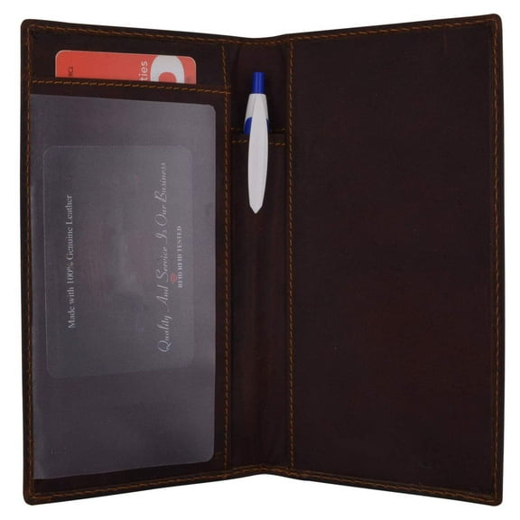 RFID Blocking Hand Crafted Hunter Brown Vintage Leather Standard Checkbook Cover