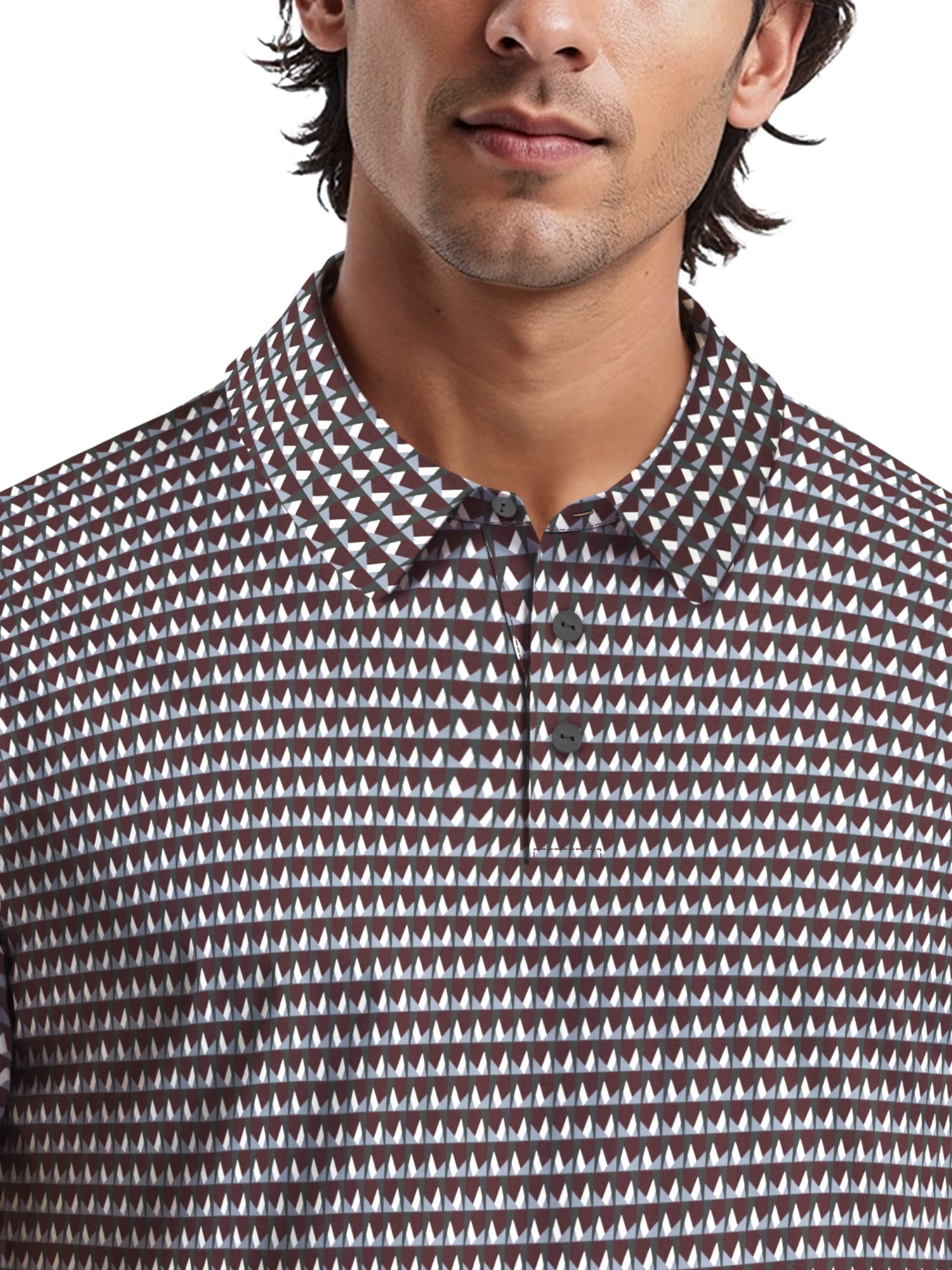 Ben Hogan Men's & Big Men's Performance Large Geometric Short Sleeve Polo Shirt, Sizes S-5XL