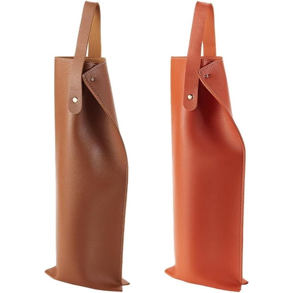 2Pcs Wine Gift Bag 2 Colors Leather Wine Tote Carrier Bag Wine bag with Handles Reusable Single Bottle Wine Bag for Wine and Champagne Christmas Picnic Party Gifts DIY