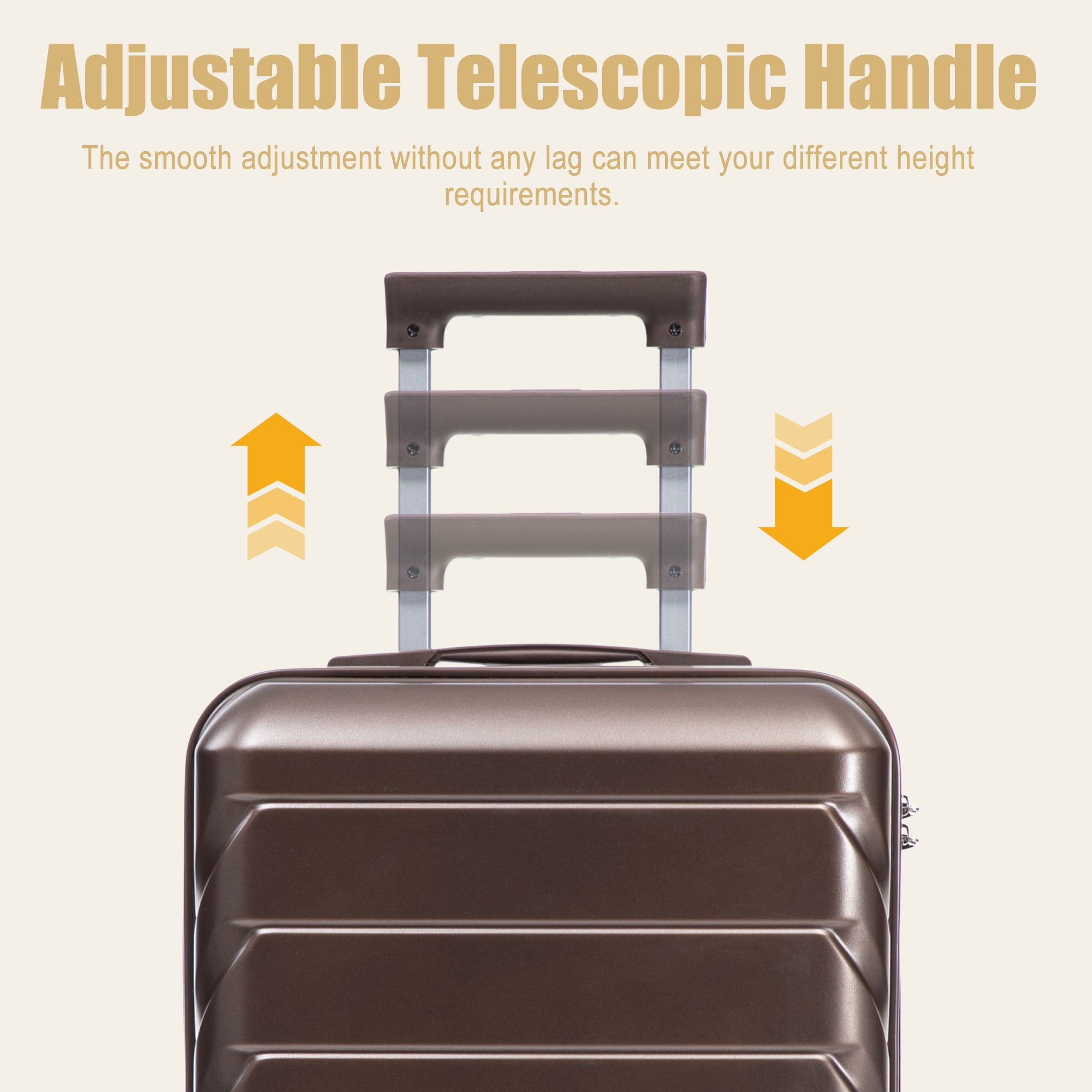 Leumius Hardside Carry on Luggage with Spinner Wheels, Hard Shell ABS Suitcase, 20-Inch Lightweight Expandable Rolling Luggage,Brown