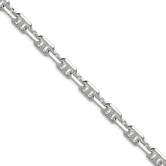 925 Sterling Silver Polished and Sparkle-Cut 3.75mm Marine Link Chain Necklace 22 Inch Chain Necklace for Women and Men