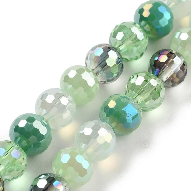 50-51pcs/hebras redondas de cuentas de vidrio galvanizadas cuentas espaciadoras de cristal facetadas para hacer joyas, pulseras, collares, aretes, 0.315 in, agujero: 0.055 in, color brillante
