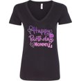 thumbnail image 3 of Inktastic Purple Happy Birthday Mommy Women's V-Neck T-Shirt, 3 of 5