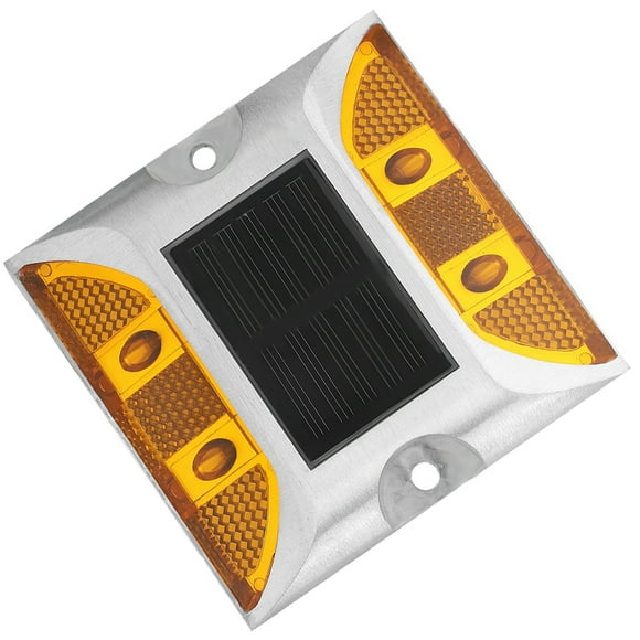 Solar Decking Light, Aluminum Road Ground Lights Driveway Marker Lights Solar Lights Outdoor Driveway Dock LED Lights for Sidewalk Pathway 4.1x4.1x0.9in Yellow