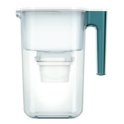 Perfect Pour Large 10 Cup Water Filter Pitcher by Aqua Optima, Ergonomic, Eliminates Splashes and Spills, BPA Free, WQA Certified, includes 6 Evolve+ Water Filters, Blue