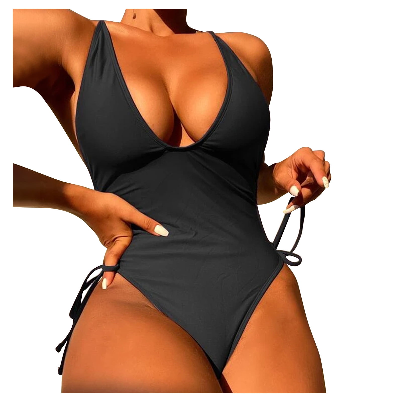 Scyoekwg Women Swimsuits Clearance Solid Summer Bikini OnePiece