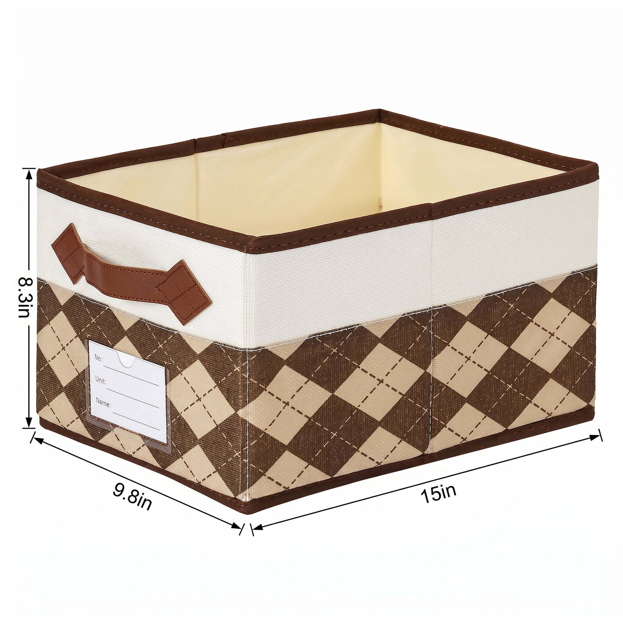Unique Bargains Storage Basket with Handle for Organizing Beige Coffee 15"x9.8"x8.3"