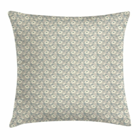 Ivory Shabby Chic Easel Floral Throw Pillow Cushion Cover, Blooming Petals Bouquet Shabby Chic Style Feminine Pattern Abstract Nature, Decorative Square Accent Pillow Case, 16 X 16 Inches, Ivory Tan Blue Grey, by Ambesonne ()