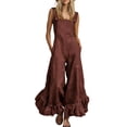 thumbnail image 5 of Quixlent Women's Summer Sleeveless Jumpsuit Ruffle Wide Leg Pants Rompers Casual Beach Vacation One Piece Outfits with Pockets, 5 of 8