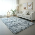 thumbnail image 3 of Winter Holiday Savings! WJSXCNordic Tie Dyed Gradient Silk Wool Carpet, Living Room Long Wool Coffee Table Mat, Bedroom Covered With Plush Bedside Blanket, Household Floor Mat 62X31in D, 3 of 3
