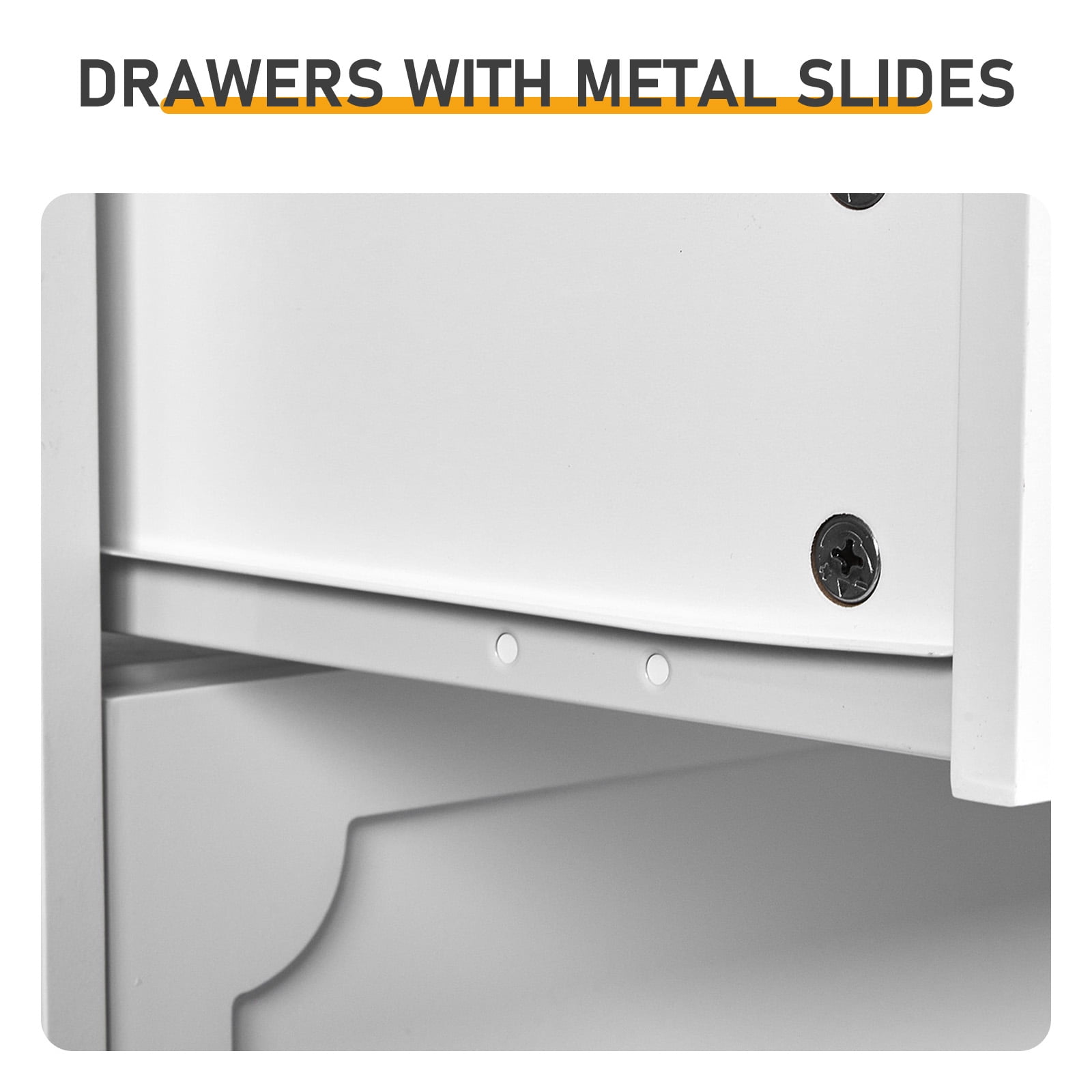 Left 3 Large Drawers + Right 3 Small Drawers MDF Painted Drawer Cabinet, White 42.52*15.75*32.28in