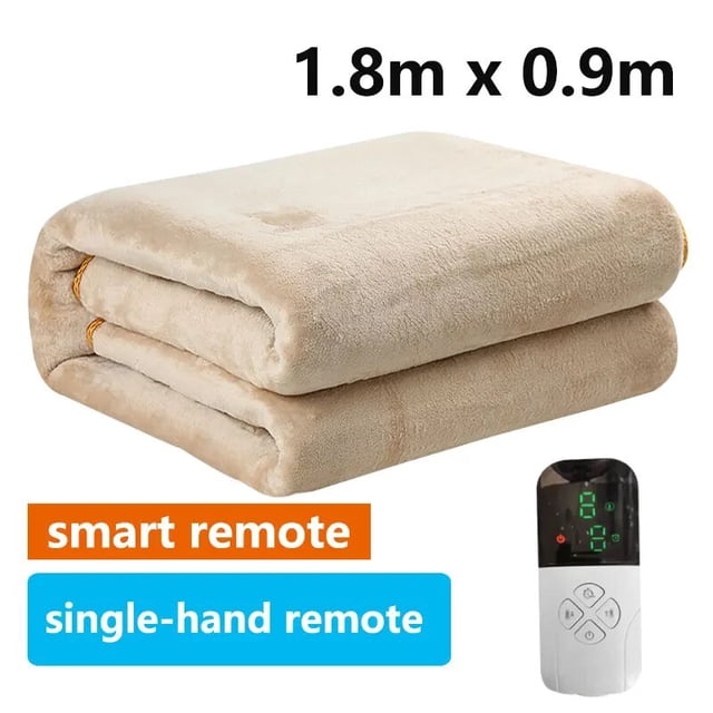 Manta eléctrica con calefacción de nivel para cama inteligente, manta con control remoto para 2 personas, doble de franela, 9