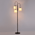 thumbnail image 2 of 3-Lights Tree Floor Lamps For Living Room, 2700K Soft Warm, Rotary Switch, Metal, 70'' Tall, Modern Standing Lamp With Textured Linen Lamp Shade (3 LED Bulbs Included), 2 of 10