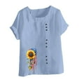 thumbnail image 4 of Xdegoge History Online Linen Shirts Women Short Sleeve Crew Neck Tops Floral Summer Fashion Tunic Shirts Loose Fit Casual Blouses Y2K Plus Size Tee Shirts Ropa Mujer At, 4 of 4