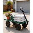 thumbnail image 4 of Heavy Duty Steel Garden Cart, 800 lbs Weight Capacity Utility Wagon with Removable Mesh Sides, 10" All-Terrain Tires , 180° Rotating Handle Garden Wagon for Yard, Farm, Lawn, 4 of 8