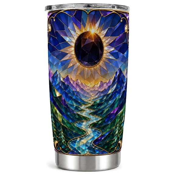 Mountain Sun Tumbler 20oz, River Tumbler, Stainless Steel Travel Cup