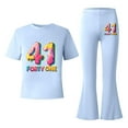 thumbnail image 5 of Girls Set Casual Stylish Flared Pants Top Comfy Fashion Summer Clothes Set,Light Blue,Size 12 -13 Years, 5 of 5