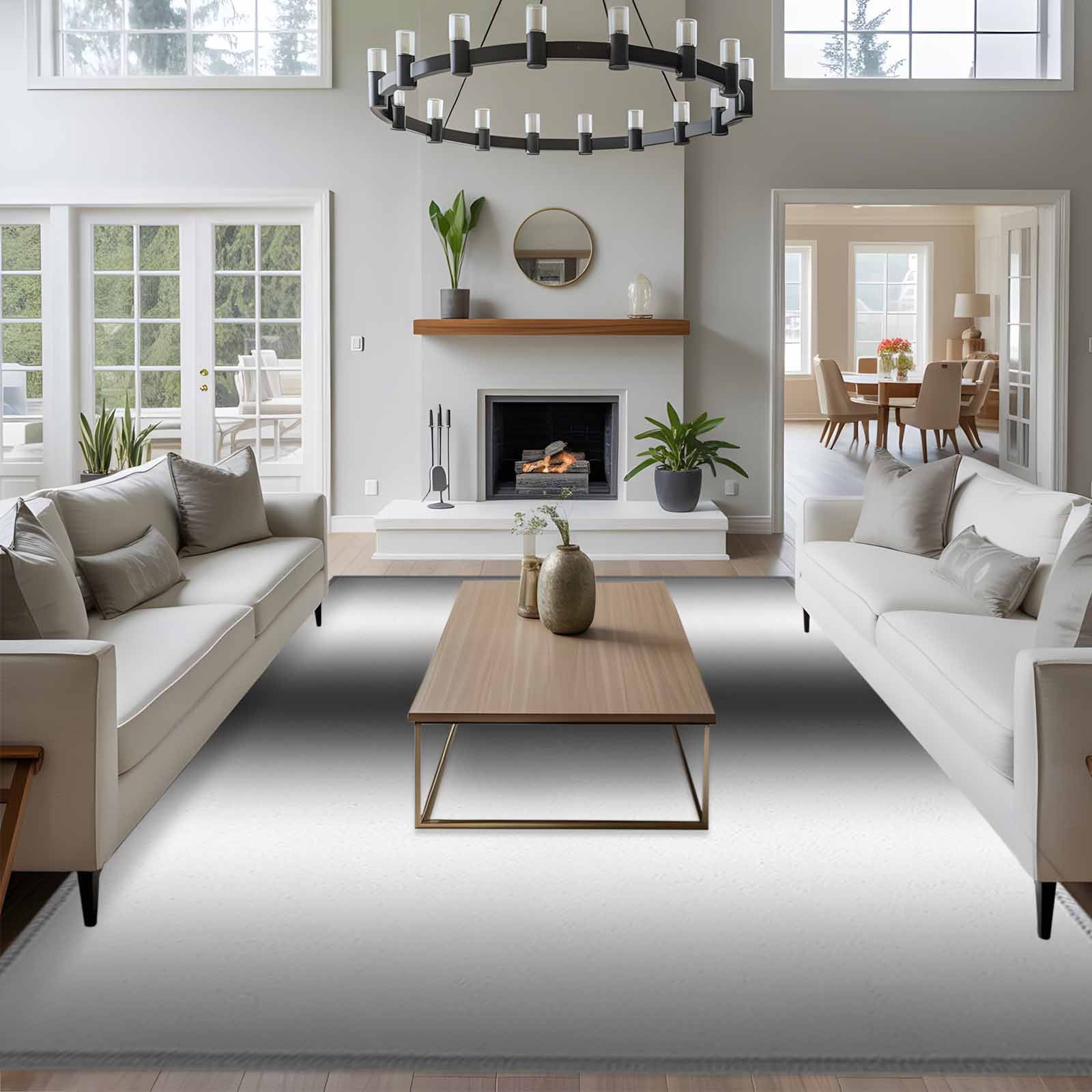 Large Area Rug 6'x9', Dark Grey White Non-slip Runner Carpet for Living Room/Bedroom/Office, Farmhouse Ombre Color Modern Simple Outdoor Indoor Rectangle Area Rugs Floor Mat for Kitchen/Dining Room
