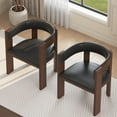 thumbnail image 2 of COZONY Dining Chair Set of 2, Modern Wood Frame PU Leather Chairs with Curved Backrest for Kitchen and Dining Room,Beige PU+Original wood color, 2 of 5