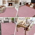 thumbnail image 6 of Vintage Nude Pink Large Area Rugs for Bedroom Living Room, Soft Non Slip Carpet Bedside Rug, Farmhouse Retro Solid Color Linen Texture Rectangular Floor Cover Kitchen Accent Rug 6'x9' for Office, 6 of 9