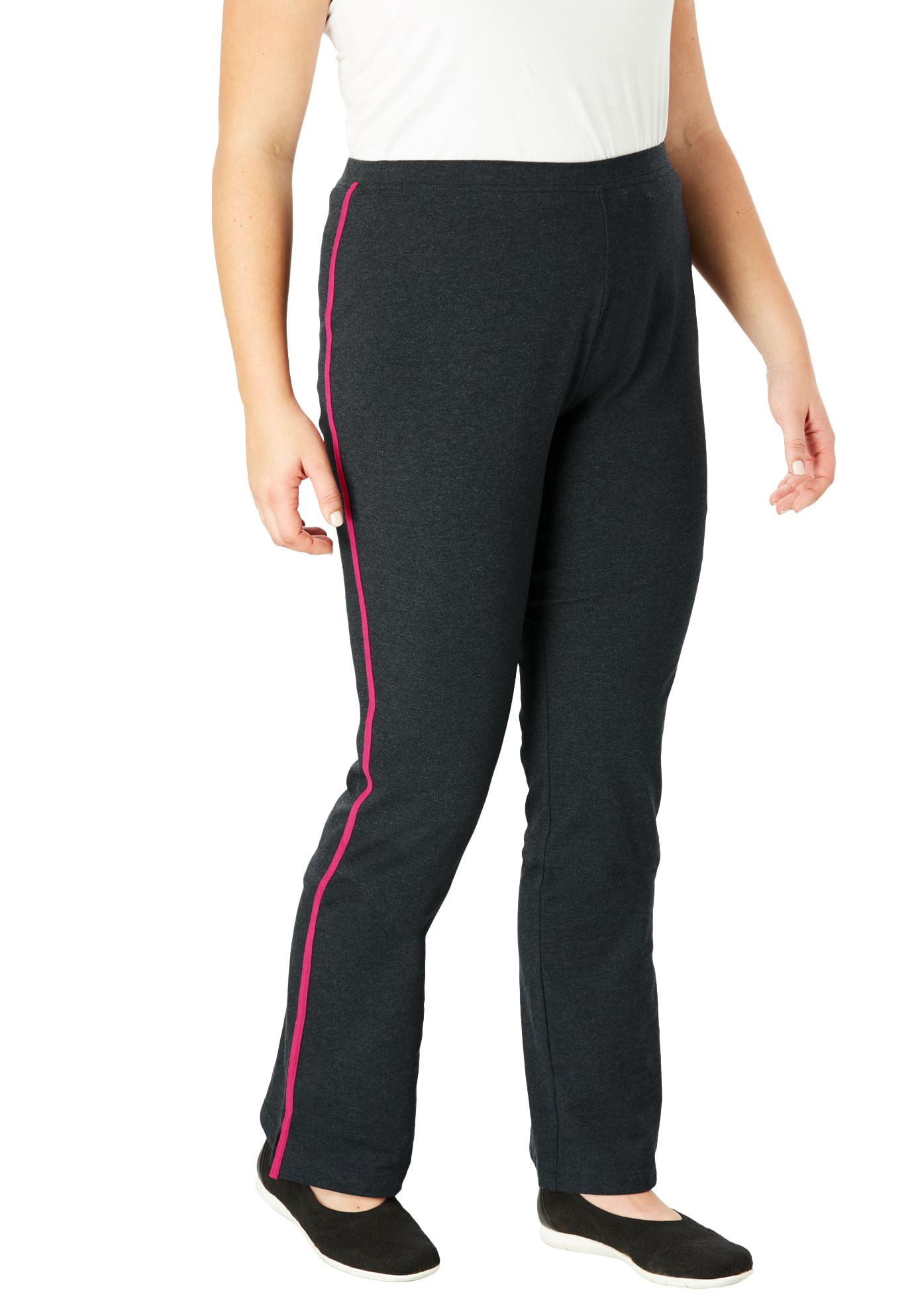 Woman Within Plus Size Stretch Cotton Side-stripe Bootcut Yoga Pant ...