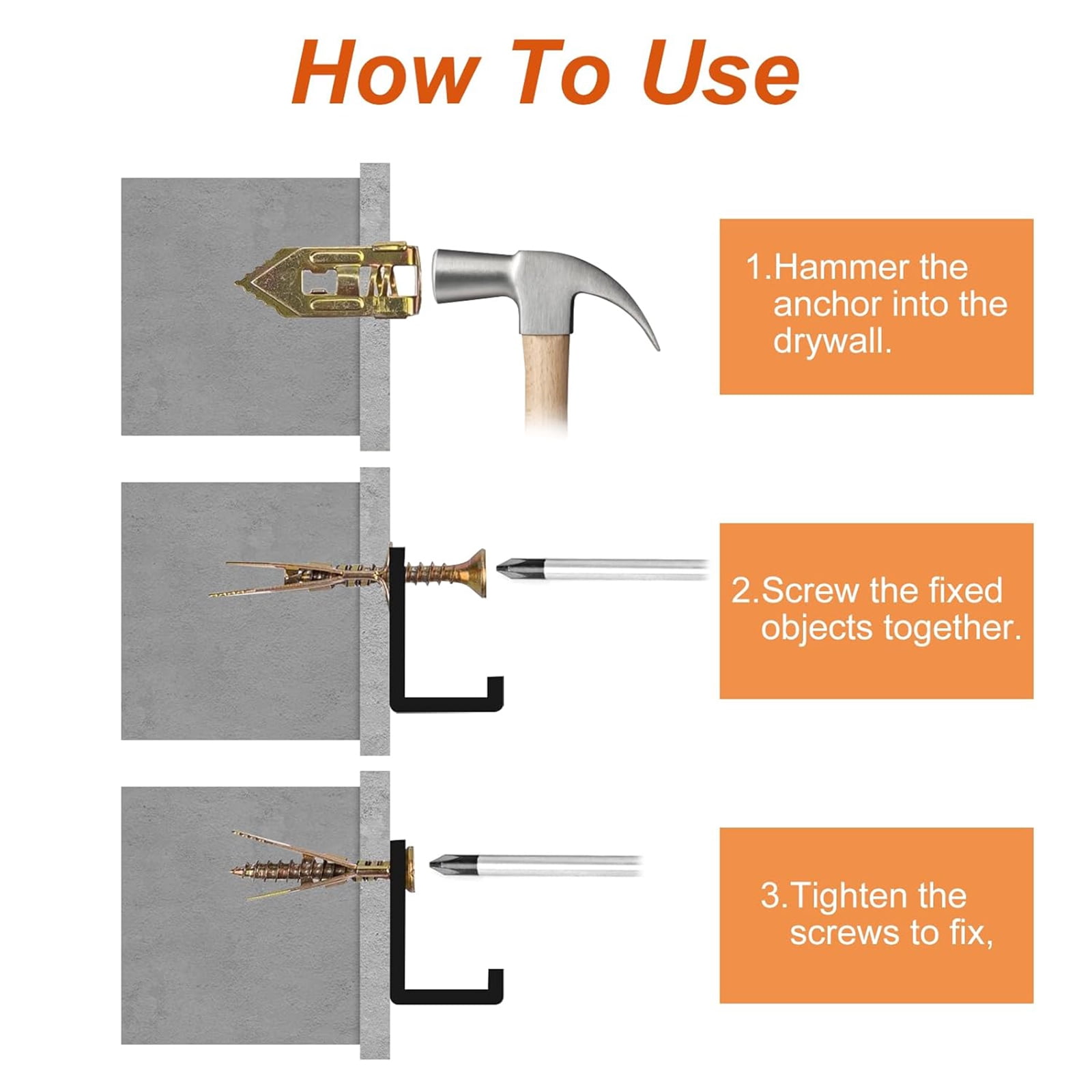 100Sets Self Drilling Drywall Anchors with Screws Kit , Metal Expansion Bolt for Drywall Heavy Duty Hanging, 12x30mm No Pre-Drilling Needed