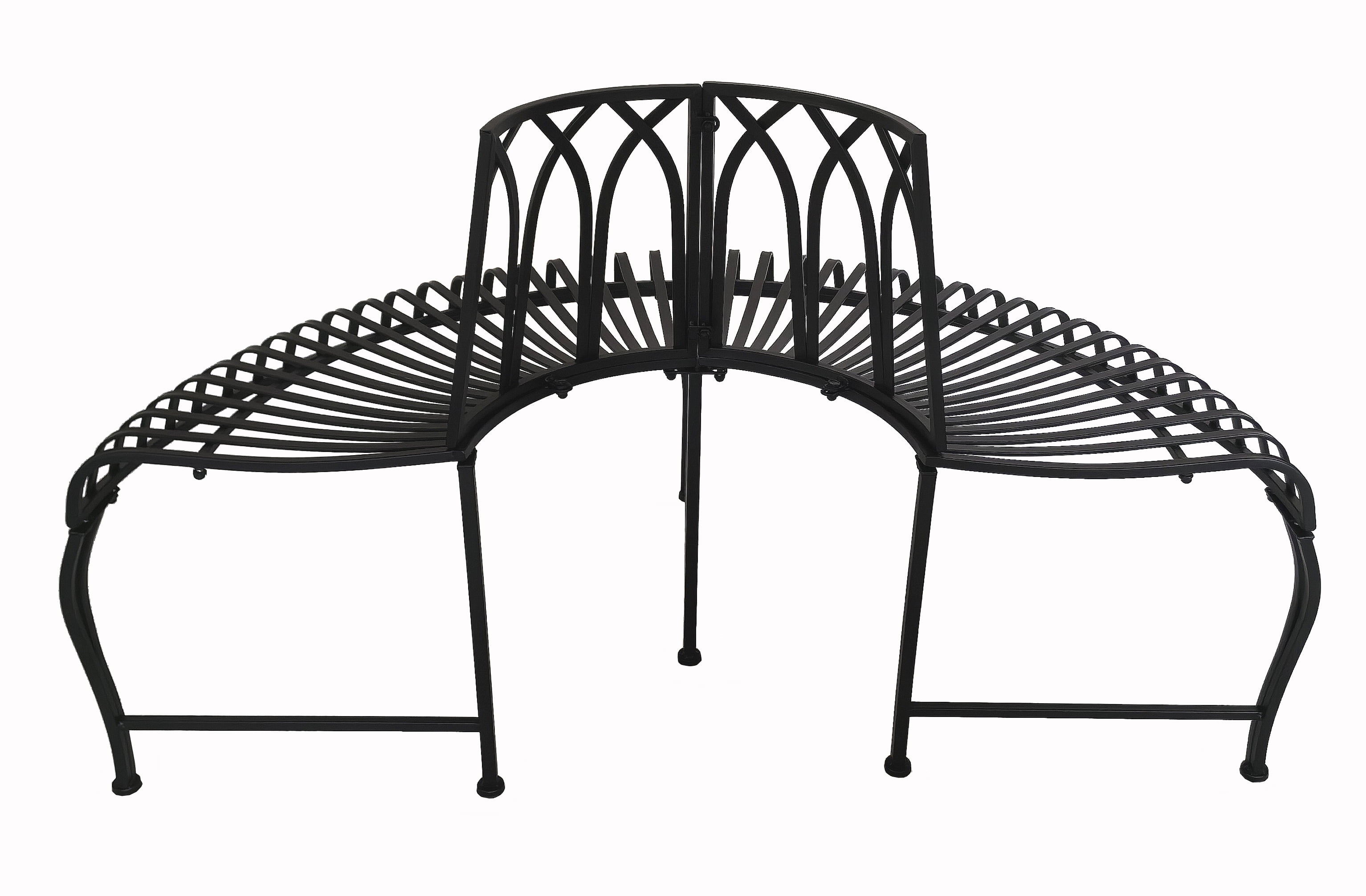 Black Tree Wrap Garden Bench Semi-Circle