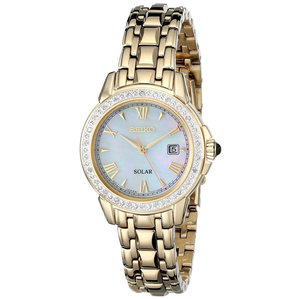 Seiko - Seiko Women's SUT172 Le Grand Sport Solar MOP Dial Yellow Gold ...