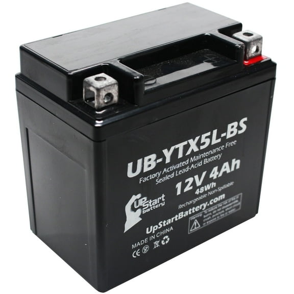 UpStart Battery Replacement 2011 KTM XC ATV 450CC Factory Activated, Maintenance Free, ATV Battery - 12V 4Ah, UB-YTX5L-BS