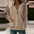 thumbnail image 2 of MESSUEN Half Zip Sweatshirt Women Warm Long Sleeve Shirts for Women Cable Knit Sweater Women Sleeveless Summer Tops for Women Blouses Summer Dressy Tops Women Top Khaki XL, 2 of 4