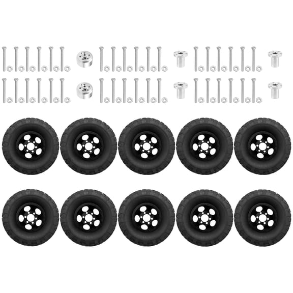 Double Wheel Metal Wheel Rim with Rubber Tire Tyre for B16 B36 Q60 Q63 Q64 6WD 6X6 RC Truck,Black