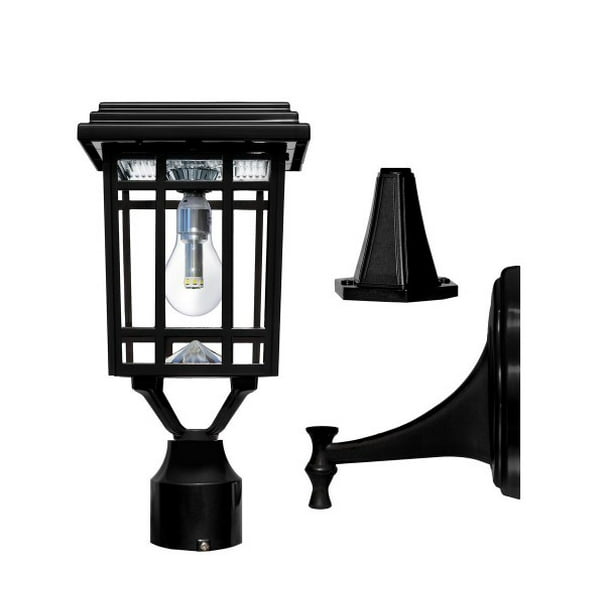 Black Integrated Led Outdoor Solar Post, Outdoor Solar Post Lamps