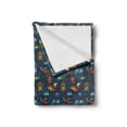 thumbnail image 2 of Woodland Soft Flannel Fleece Throw Blanket, Animals from Jungles of with Colorful Motifs on Dark Toned Backdrop, Cozy Plush for Indoor and Outdoor Use, 60" x 80", Multicolor, by Ambesonne, 2 of 5