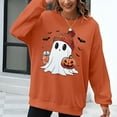 thumbnail image 5 of MYFLOCY Halloween Sweatshirts for Women Orange Ghost Pumpkin Bat Pullover Shirts Crewneck Sweaters Clothes ( L ), 5 of 7